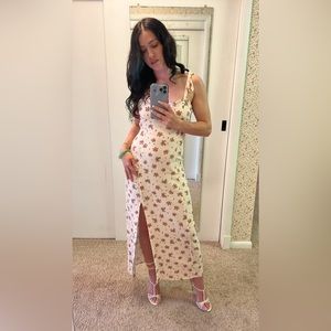 Zara Full Length Floral Dress w/ Tie Straps & Slit - Small